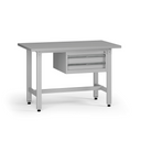 Výškovo nastaviteľný dielenský stôl G5, 1200 x 750 x 800-1000 mm, 1x kontajner, 2 zásuvky, sivá