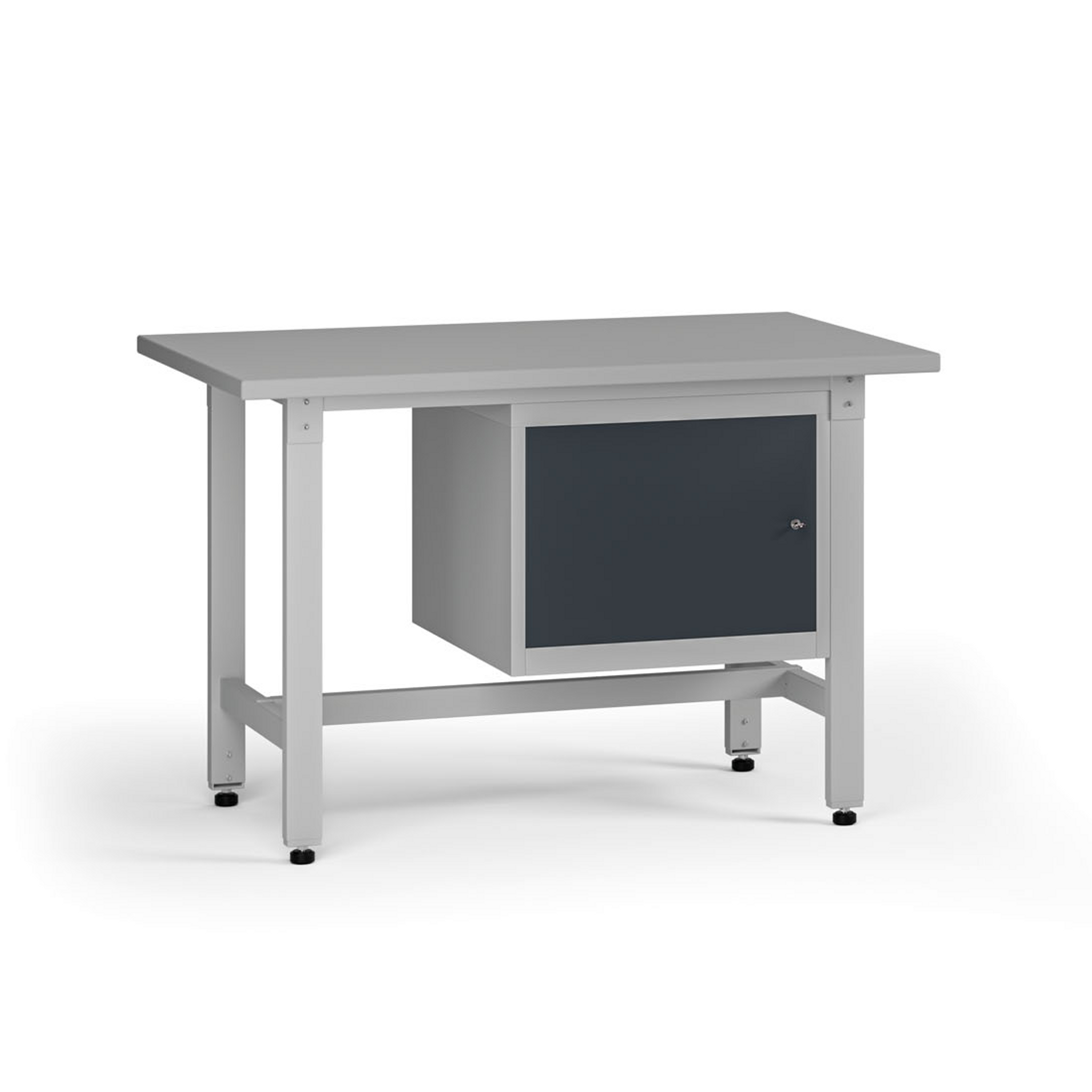 Výškovo nastaviteľný dielenský stôl G5, 1200 x 750 x 800-1000 mm, 1x skrinka, grafit
