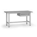 Výškovo nastaviteľný dielenský stôl G5, 1500 x 750 x 800-1000 mm, 1x kontajner, 1 zásuvka, sivá