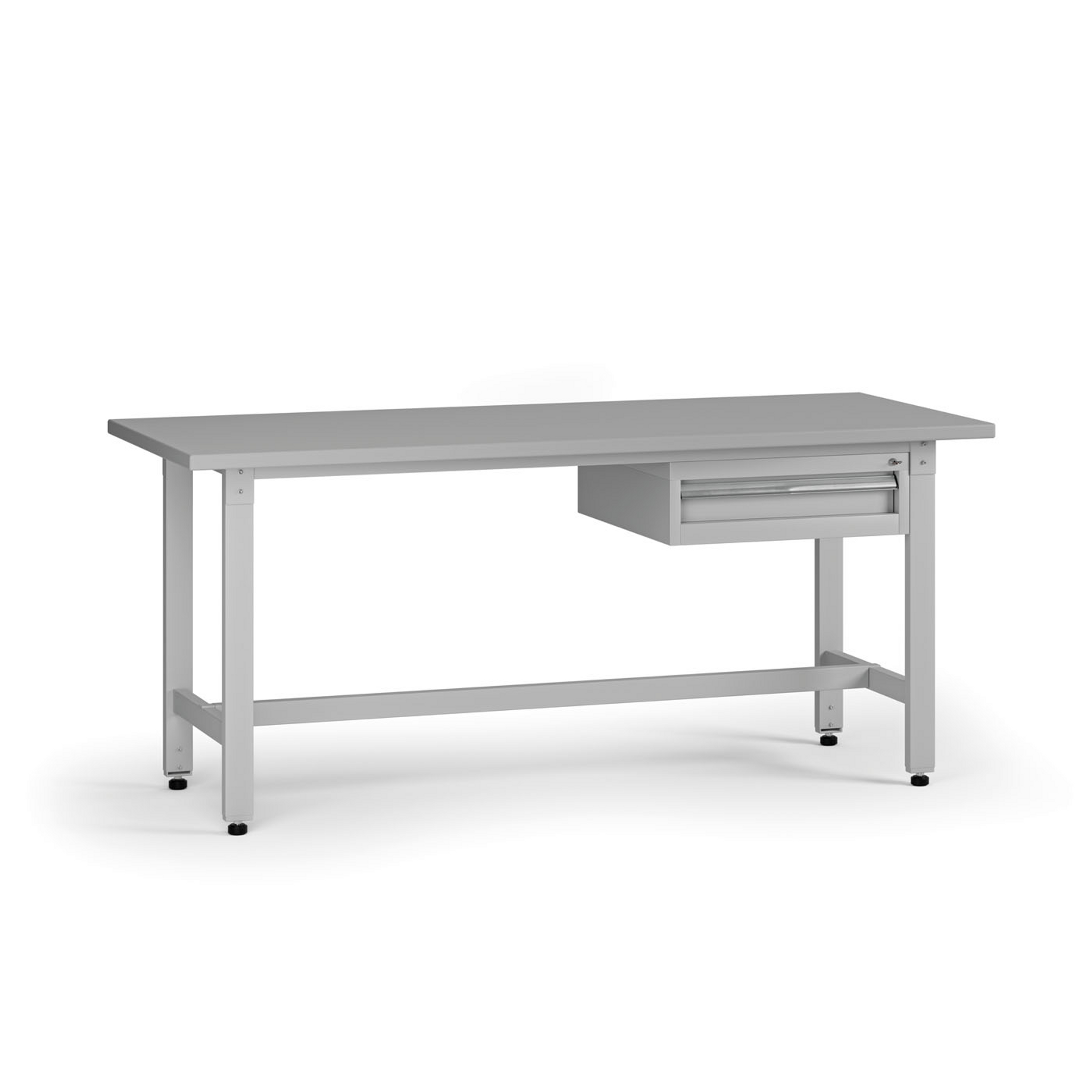 Výškovo nastaviteľný dielenský stôl G5, 1800 x 750 x 800-1000 mm, 1x kontajner, 1 zásuvka