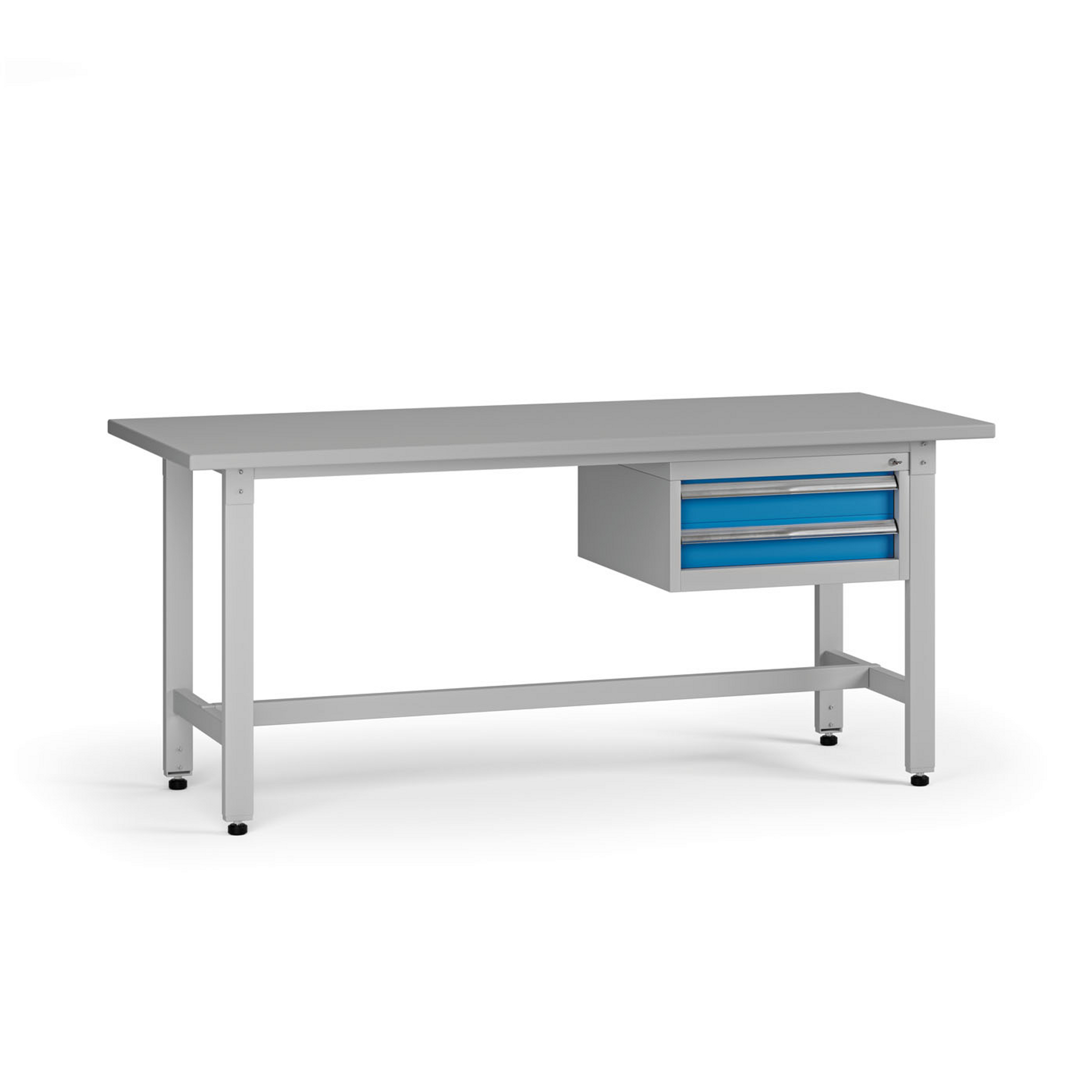 Výškovo nastaviteľný dielenský stôl G5, 1800 x 750 x 800-1000 mm, 1x kontajner, 2 zásuvky
