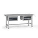 Výškovo nastaviteľný dielenský stôl G5, 1800 x 750 x 800-1000 mm, 2x kontajner, 4 zásuvky, grafit