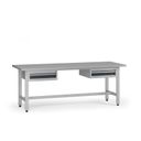 Výškovo nastaviteľný dielenský stôl G5, 2100 x 750 x 800-1000 mm, 2x kontajner, 2 zásuvky, grafit