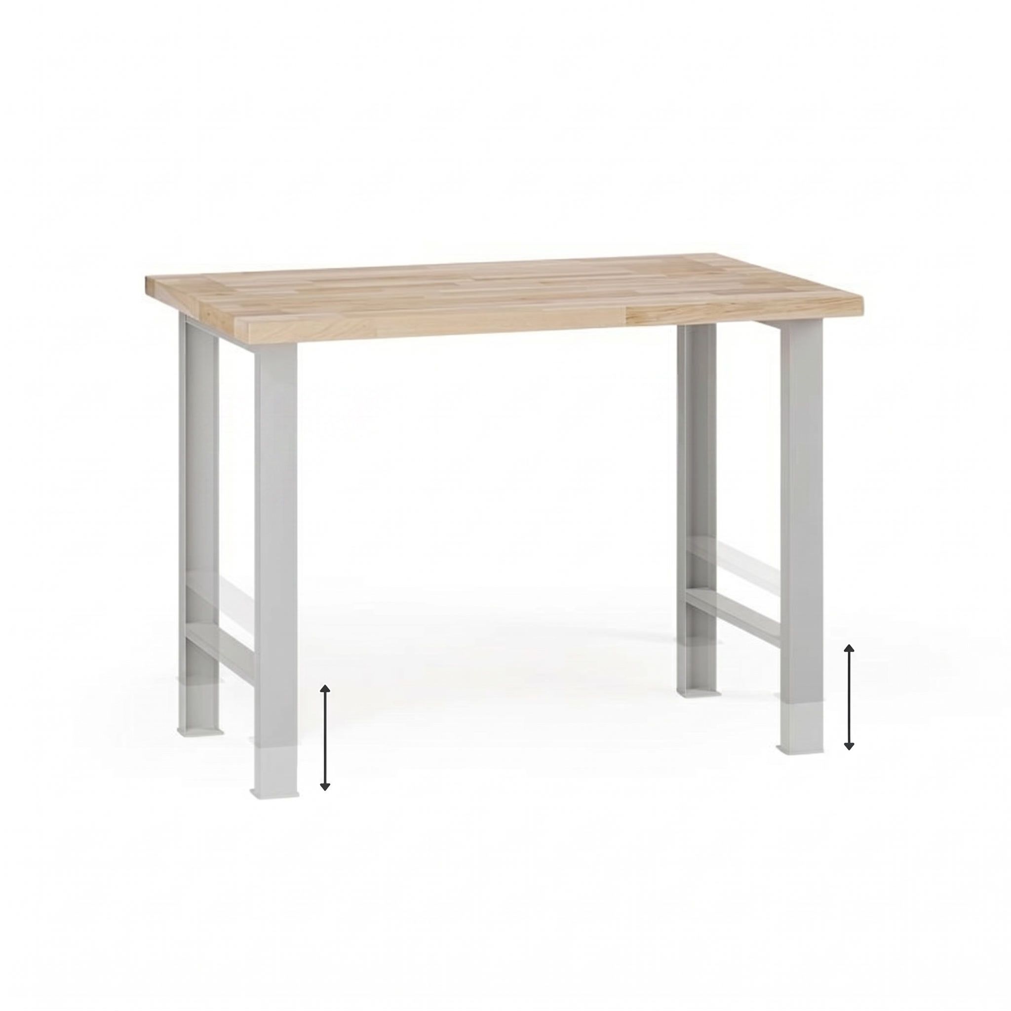 Výškovo nastaviteľný dielenský stôl G7, buková škárovka, 1200 x 685 x 840-1040 mm