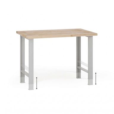 Výškovo nastaviteľný dielenský stôl G7, buková škárovka, 1200 x 800 x 840-1040 mm