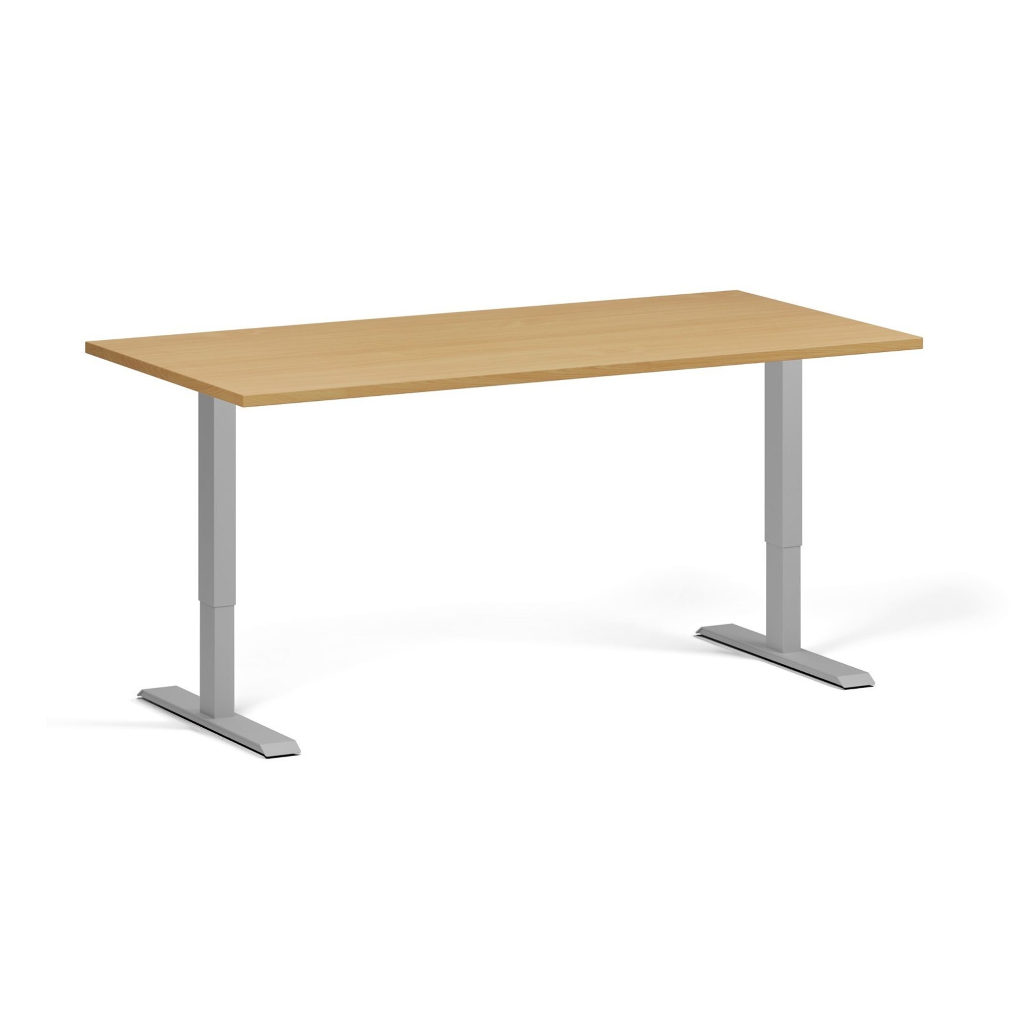 Výškovo nastaviteľný stôl, 160x80 cm, 1 motor, sivá podnož, buk