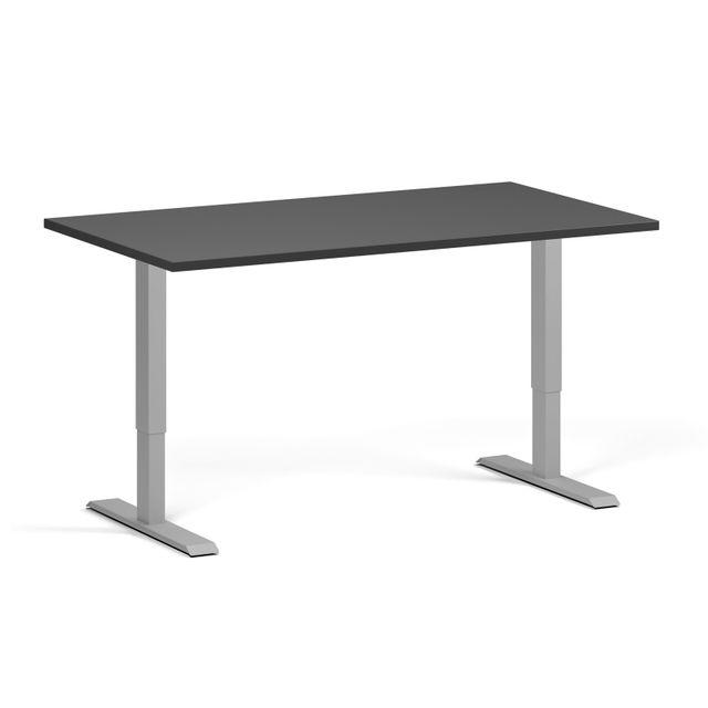 Výškovo nastaviteľný stôl, 2 motory, 745 - 1215 mm, doska 1400 x 800 mm, sivá podnož, grafit