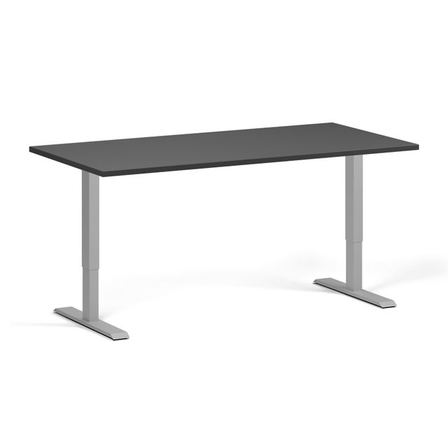 Výškovo nastaviteľný stôl, 2 motory, 745 - 1215 mm, doska 1600 x 800 mm, sivá podnož, grafit