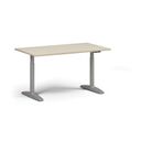Výškovo nastaviteľný stôl OBOL, elektrický, 675-1325 mm, doska 1400x800 mm, sivá zaoblená podnož, breza