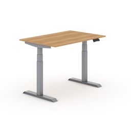 Výškovo nastaviteľný stôl PRIMO ADAPT, 120x80 cm, sivá podnož, buk