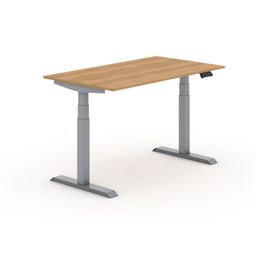 Výškovo nastaviteľný stôl PRIMO ADAPT, 140x80 cm, sivá podnož, buk