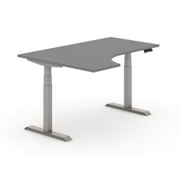 Výškovo nastaviteľný stôl PRIMO ADAPT, elektrický, 1600 x 1200 x 625-1275 mm, ergonomický pravý, grafit, sivá podnož