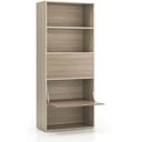 Vysoký kancelářský policový regál LAYERS, 2 boxy, 800 x 400 x 1905 mm, dub přírodní / dub mořený