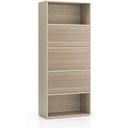 Vysoký kancelářský policový regál LAYERS, 3 boxy, 800 x 400 x 1905 mm, dub přírodní / dub mořený