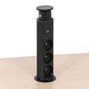 Výsuvná stolová zásuvka, 3× 230 V, USB-A, USB-C, čierna