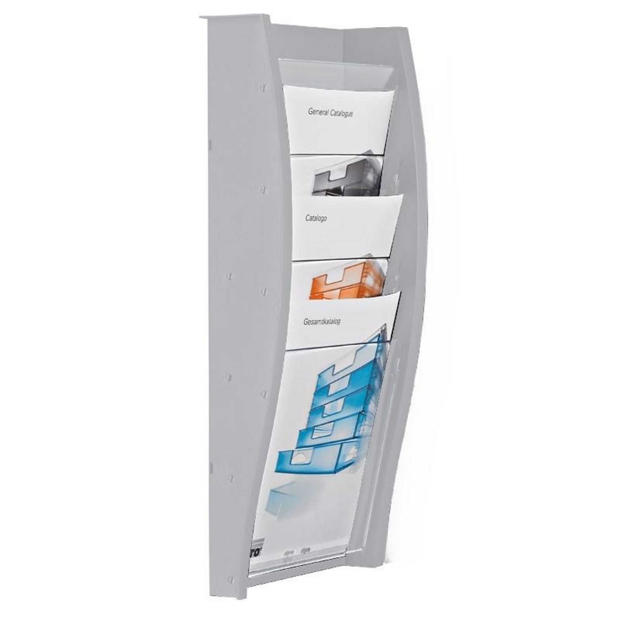 Wand-Plastikhalter für Broschüren, 4x A4, grau