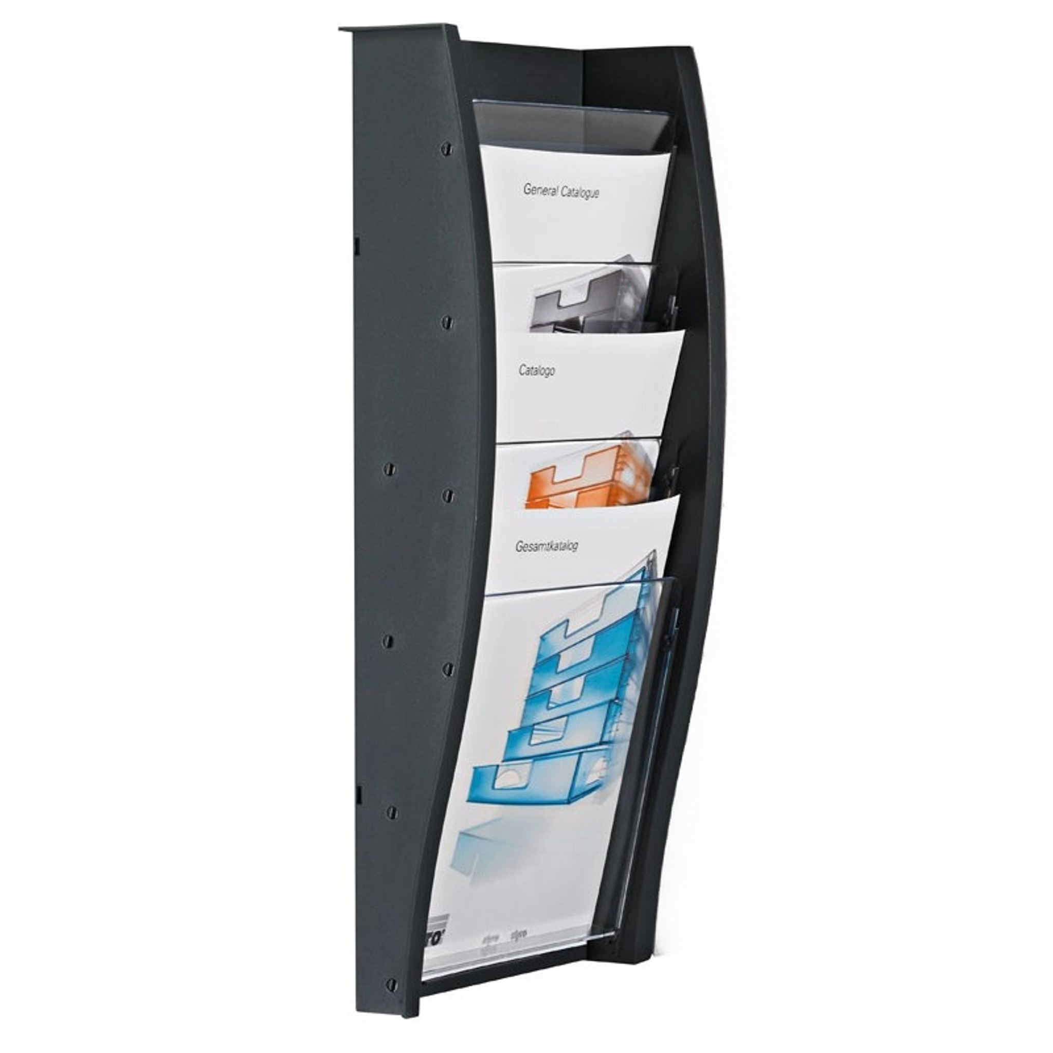 Wand-Plastikhalter für Broschüren, 5x A5, schwarz