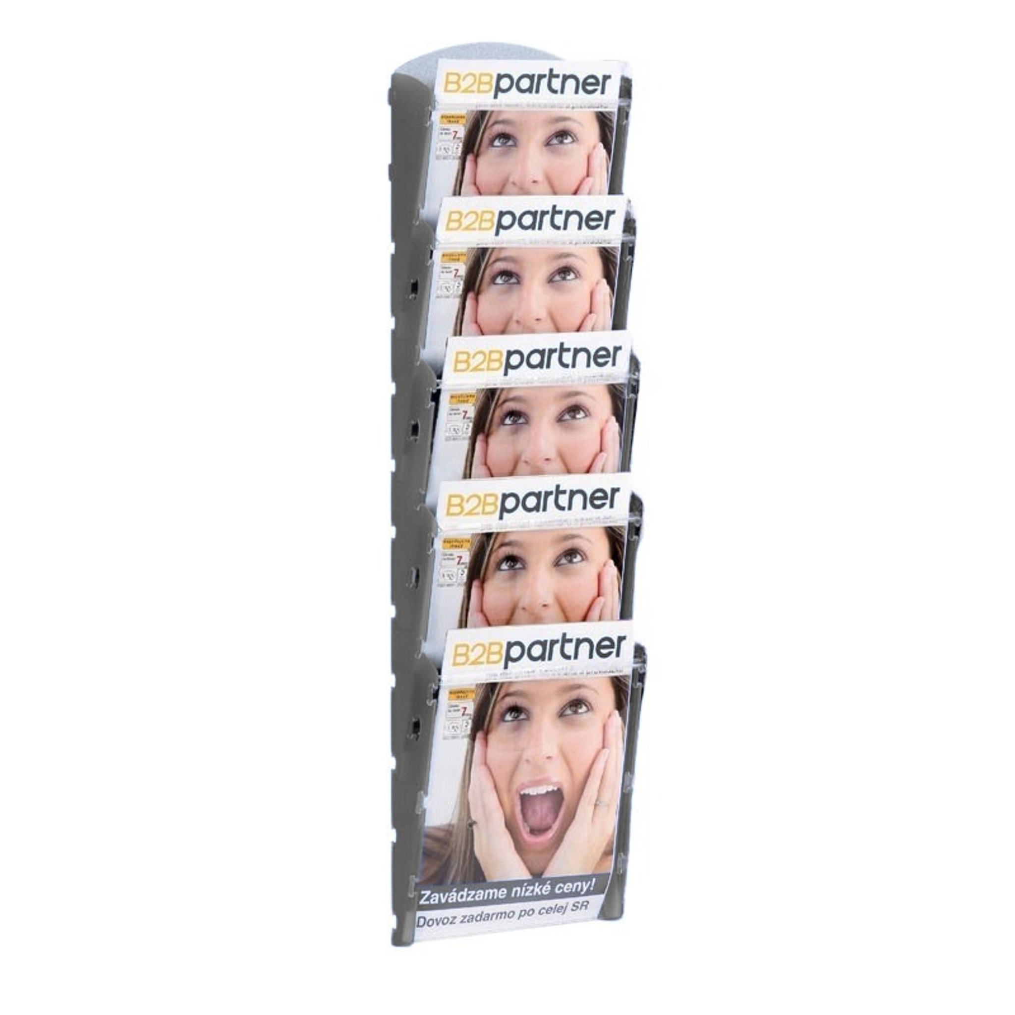 Wand-Plastikhalter für Prospekte - 1x5 A4, grau