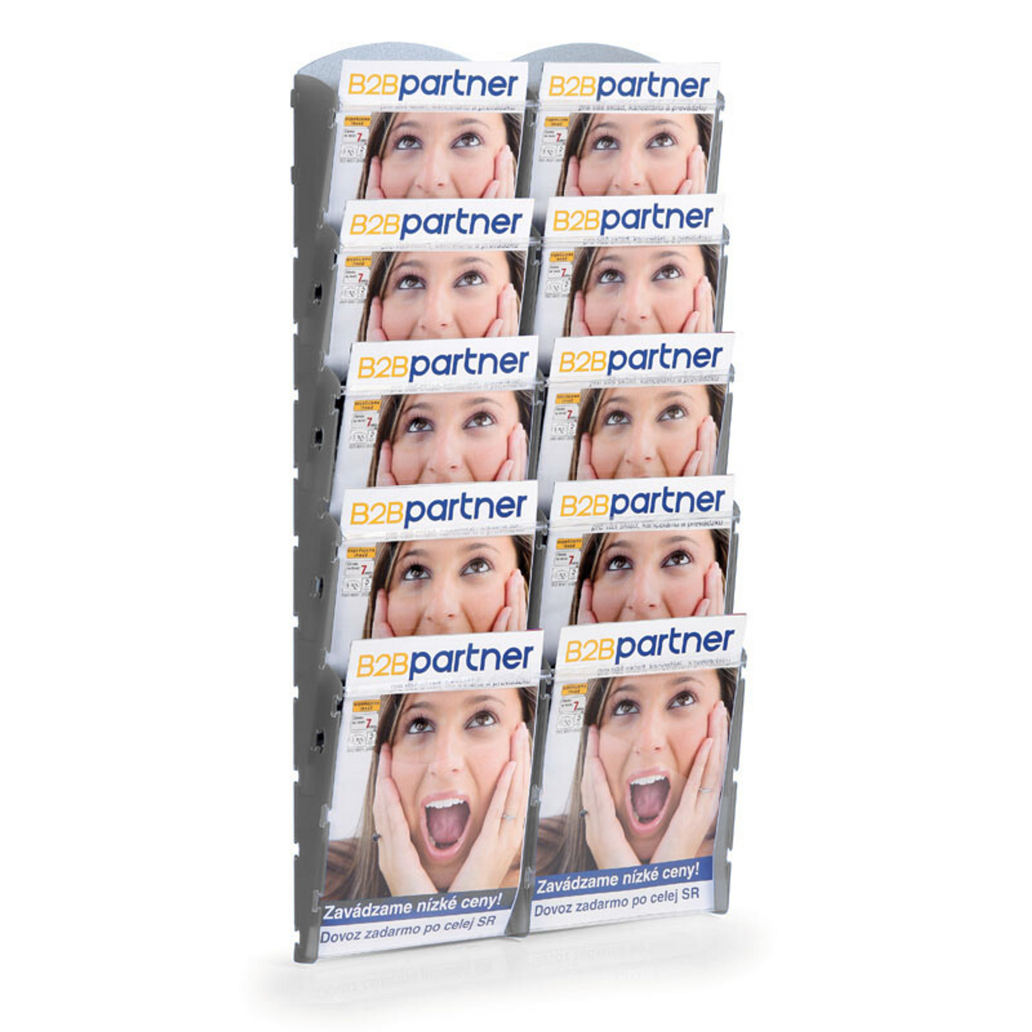 Wand-Plastikhalter für Prospekte - 2x5 A4, grau