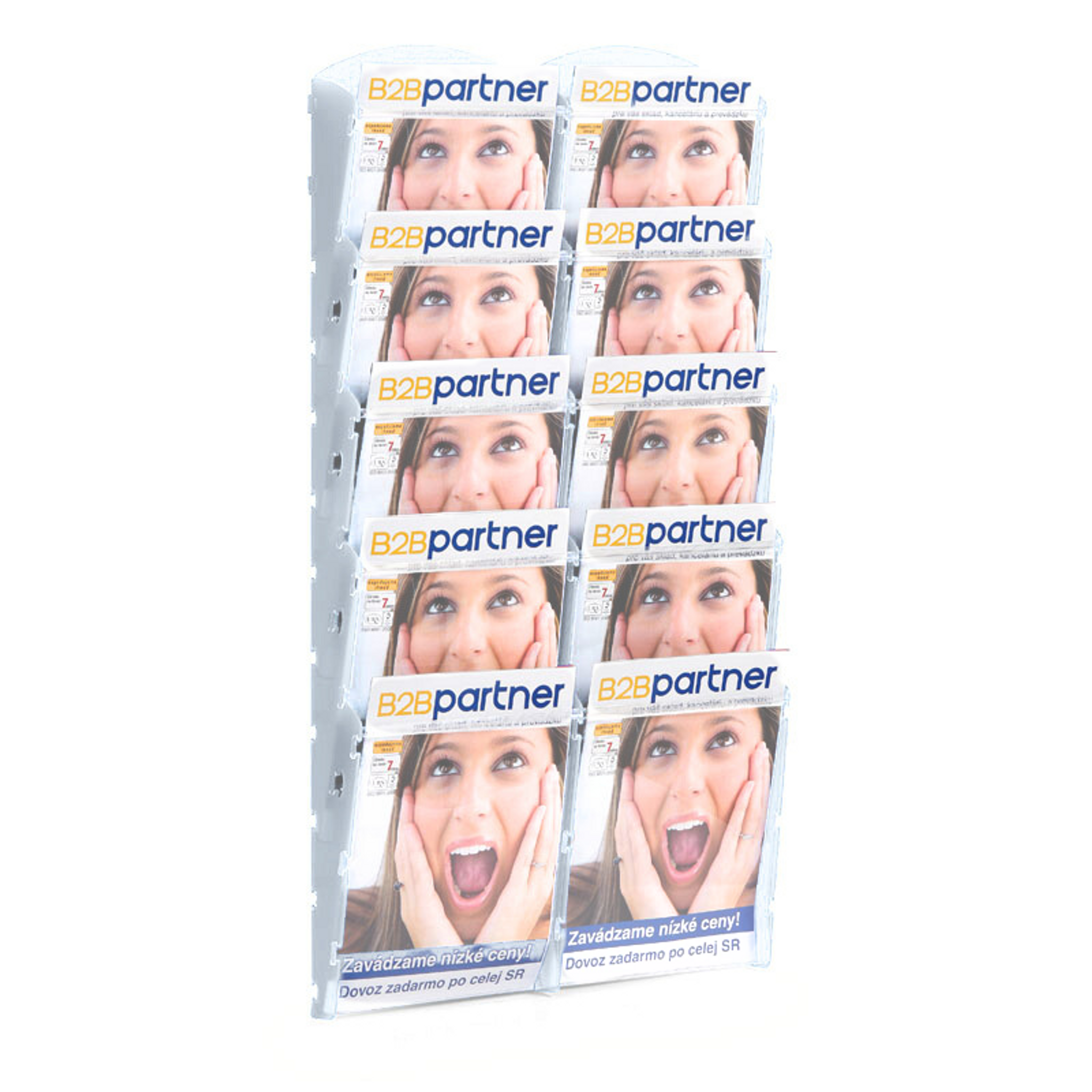 Wand-Plastikhalter für Prospekte - 2x5 A5, weiß