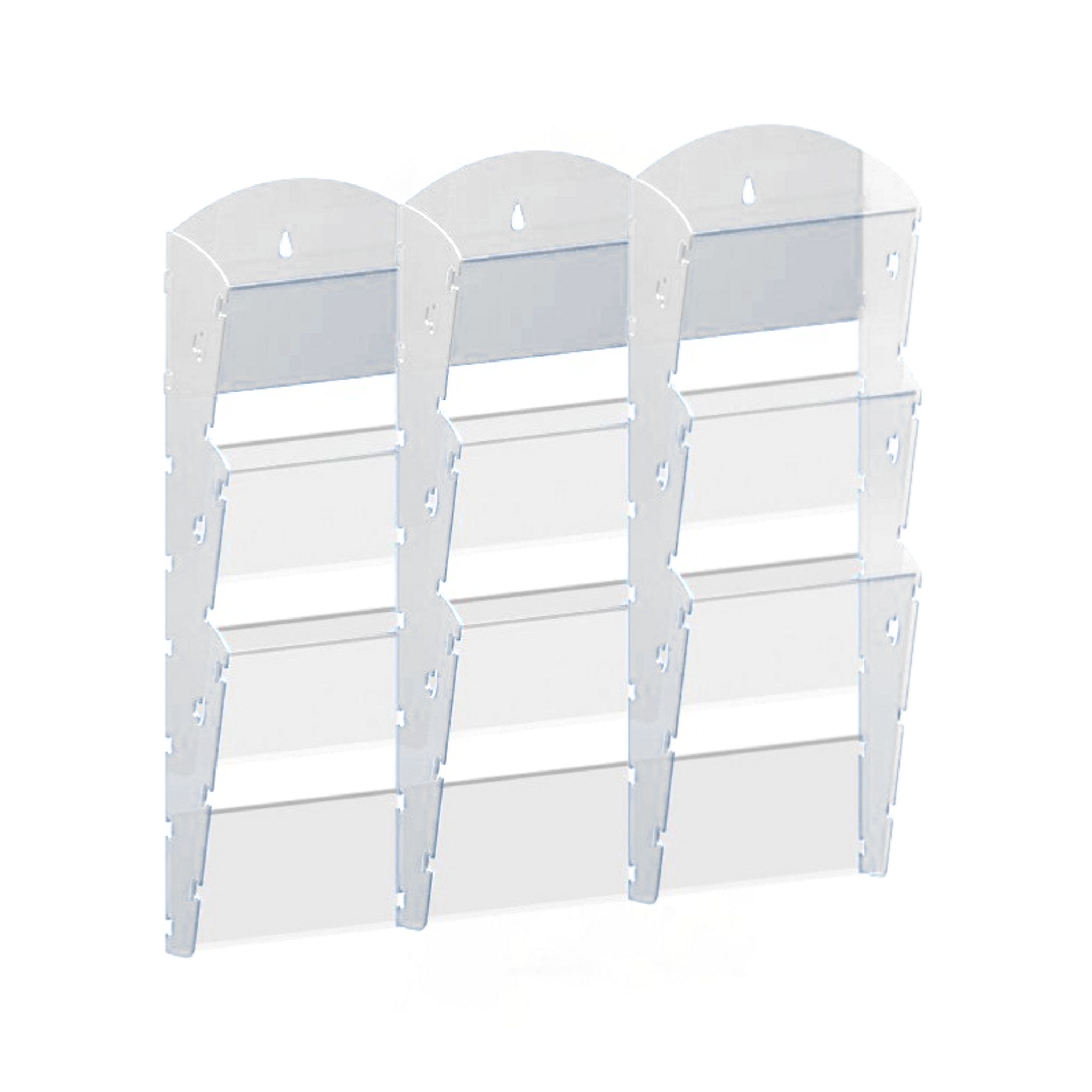 Wand-Plastikhalter für Prospekte - 3x3 A4, weiß