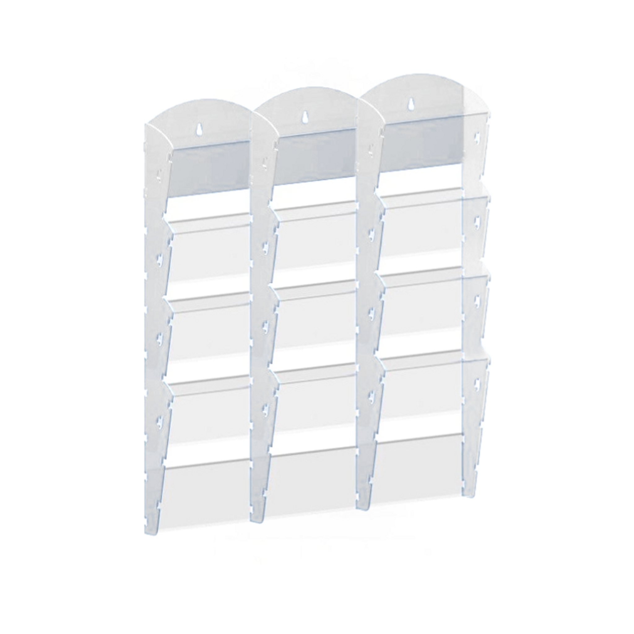 Wand-Plastikhalter für Prospekte - 3x4 A4, weiß