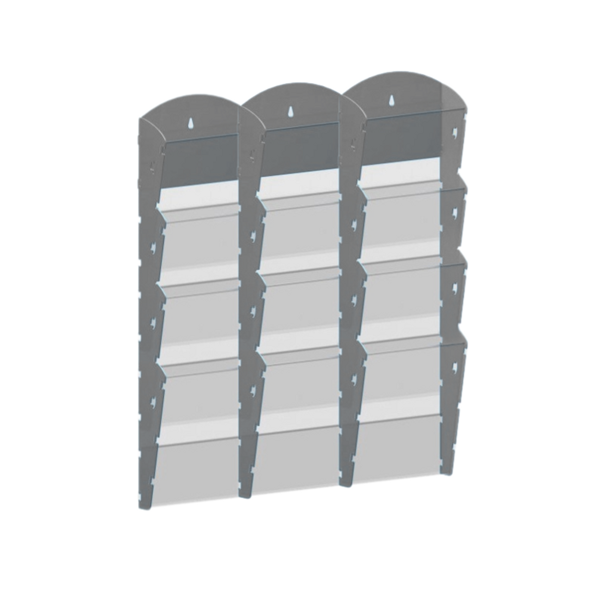 Wand-Plastikhalter für Prospekte - 3x4 A5, grau