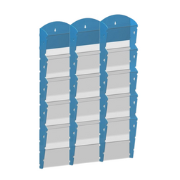 Wand-Plastikhalter für Prospekte - 3x5 A4, blau