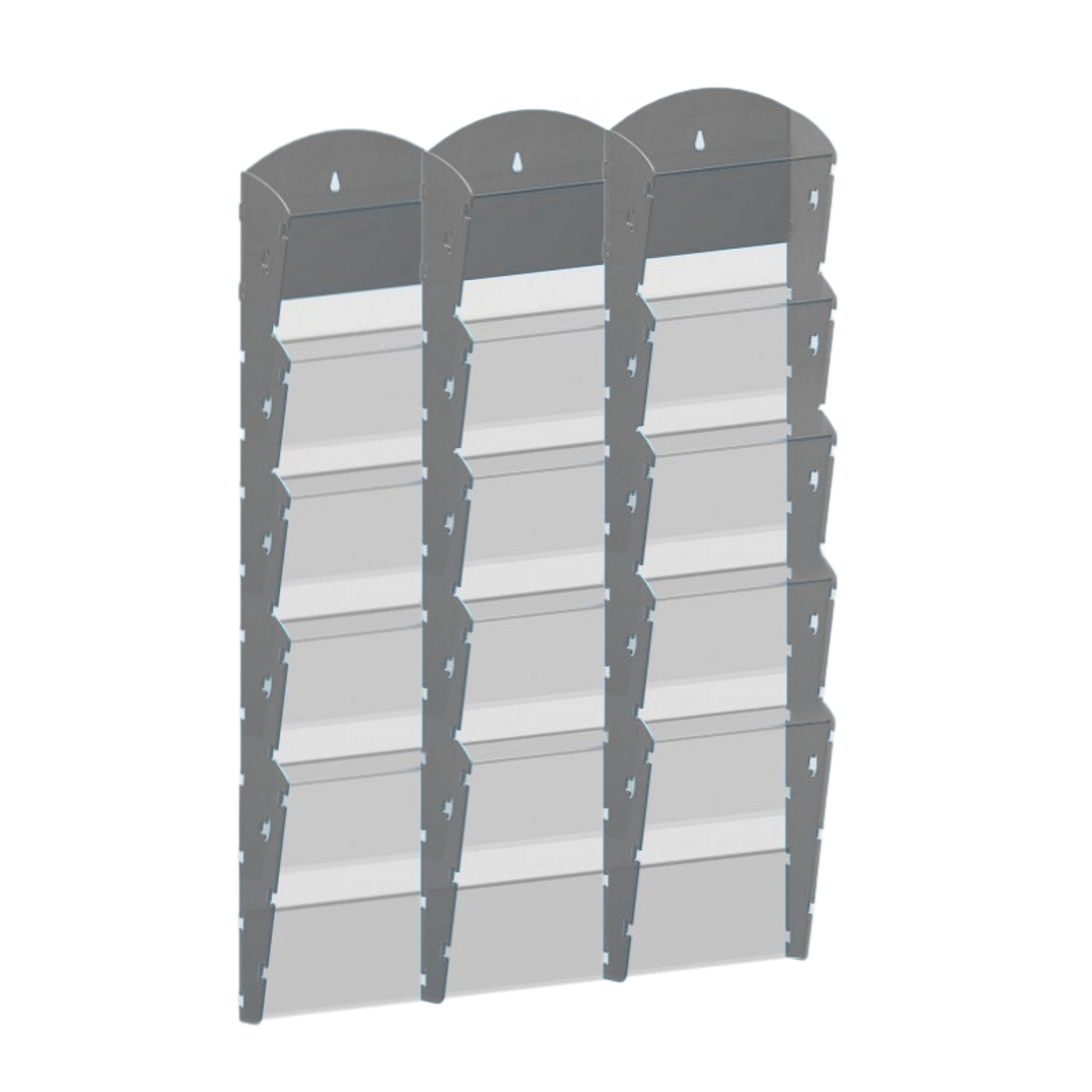 Wand-Plastikhalter für Prospekte - 3x5 A4, grau