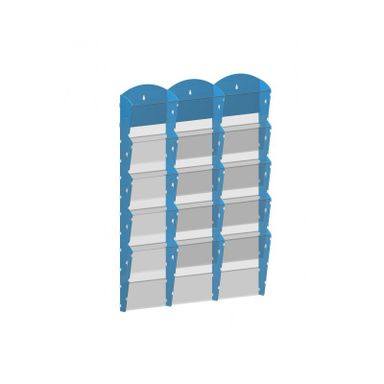 Wand-Plastikhalter für Prospekte - 3x5 A5, blau
