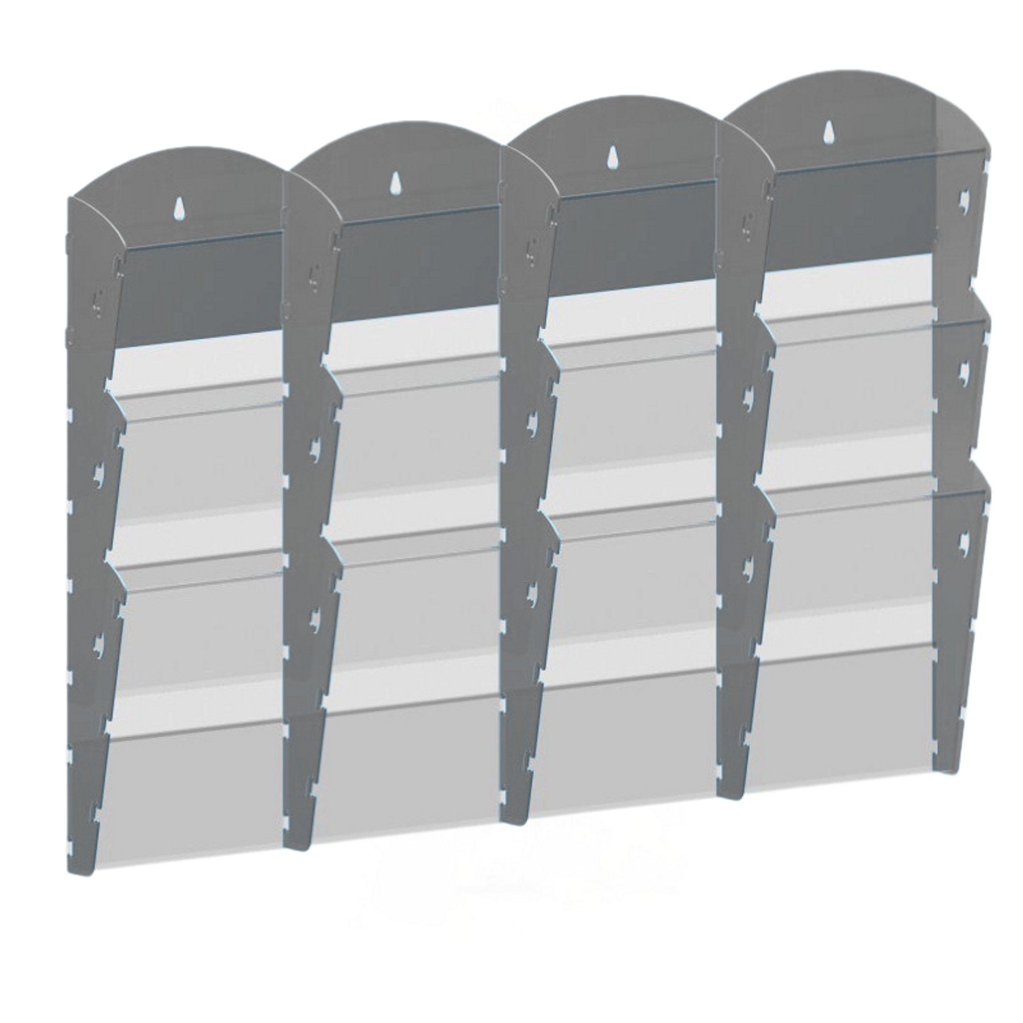 Wand-Plastikhalter für Prospekte - 4x3 A5, grau
