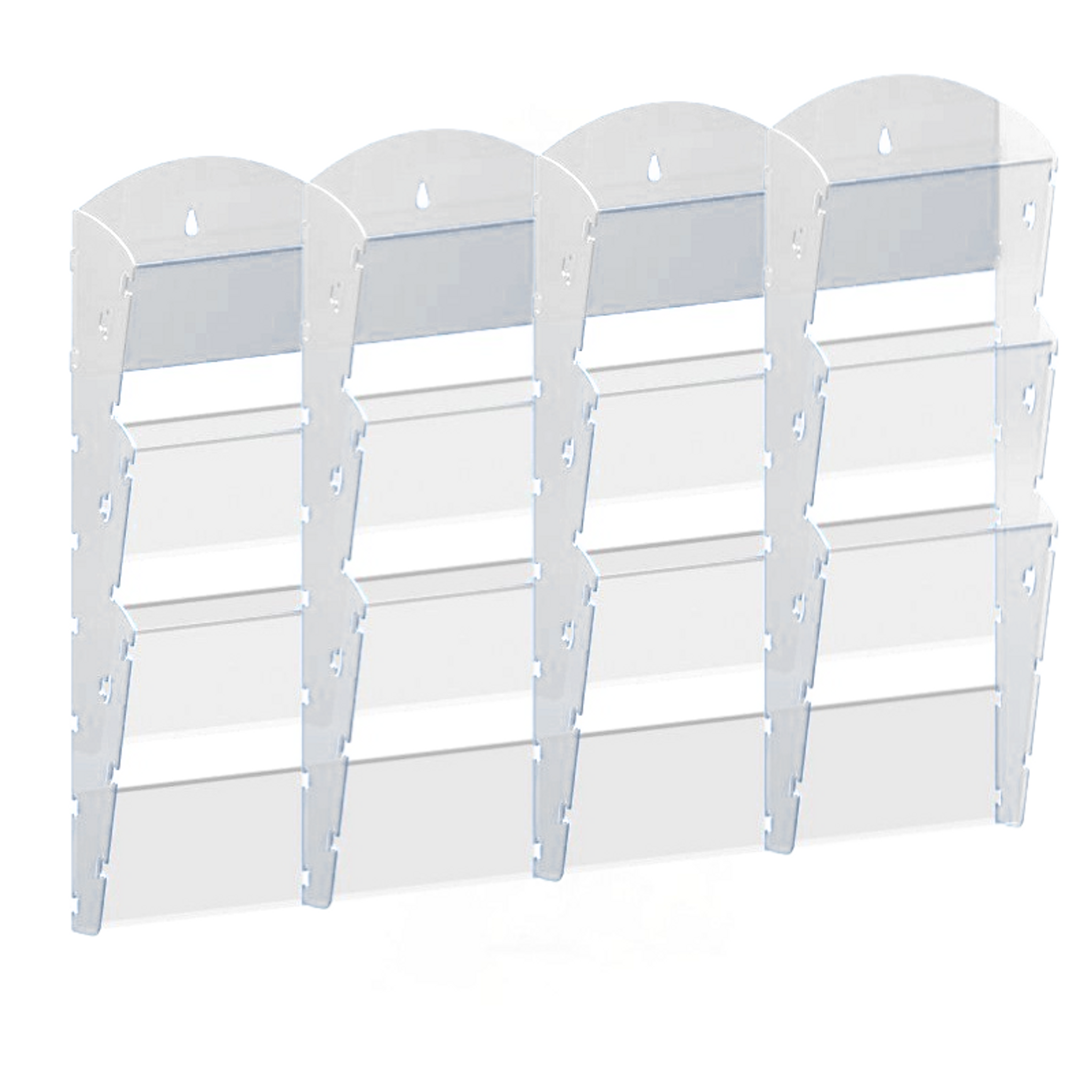 Wand-Plastikhalter für Prospekte - 4x3 A5, weiß