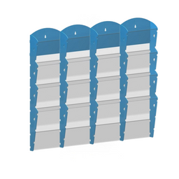 Wand-Plastikhalter für Prospekte - 4x4 A4, blau