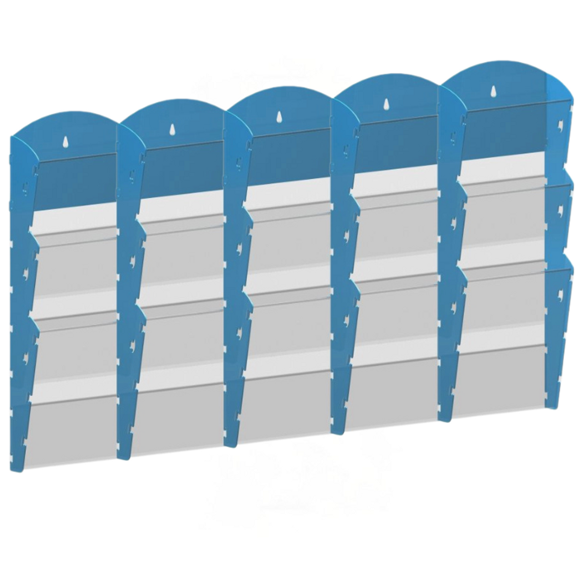 Wand-Plastikhalter für Prospekte - 5x3 A5, blau
