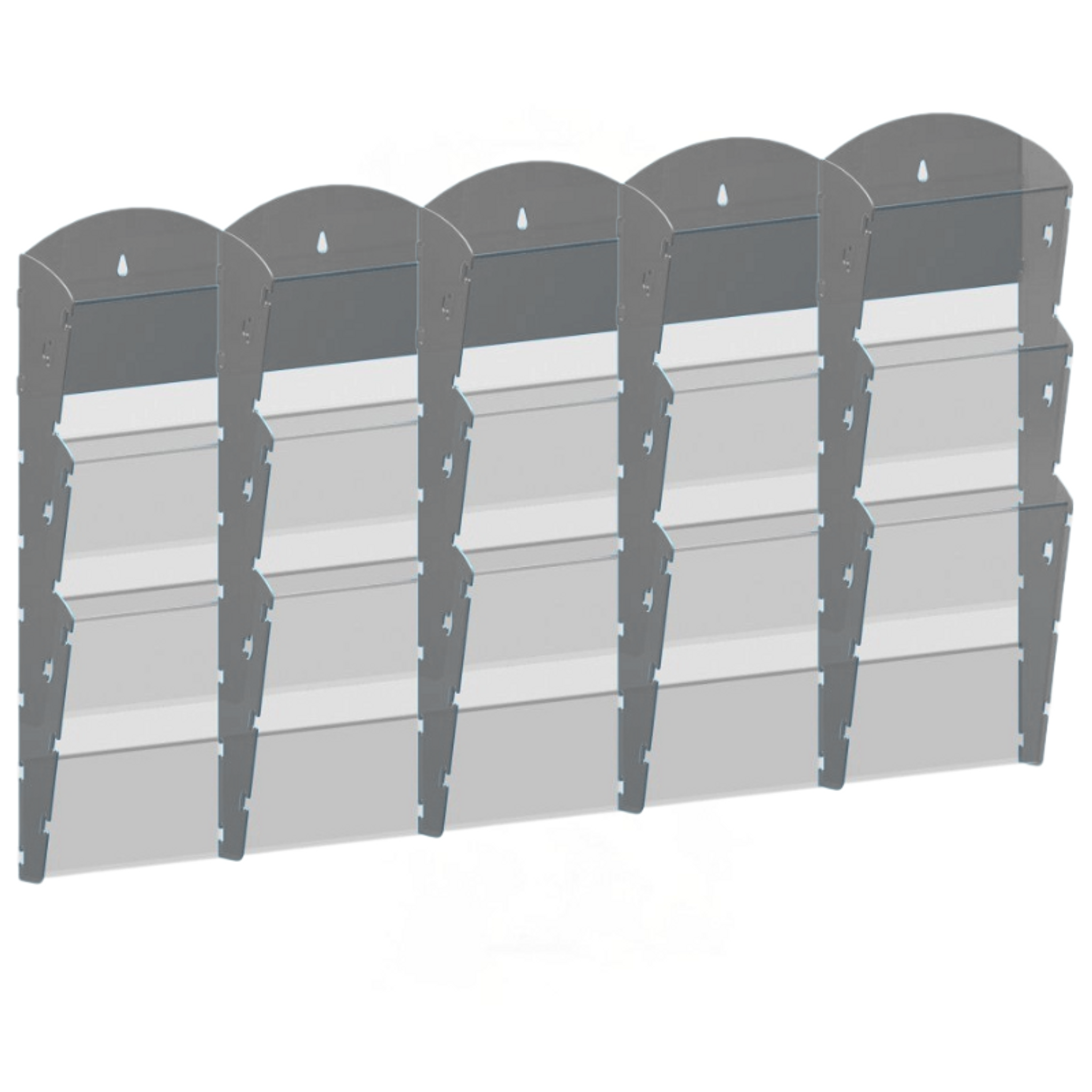 Wand-Plastikhalter für Prospekte - 5x3 A5, grau