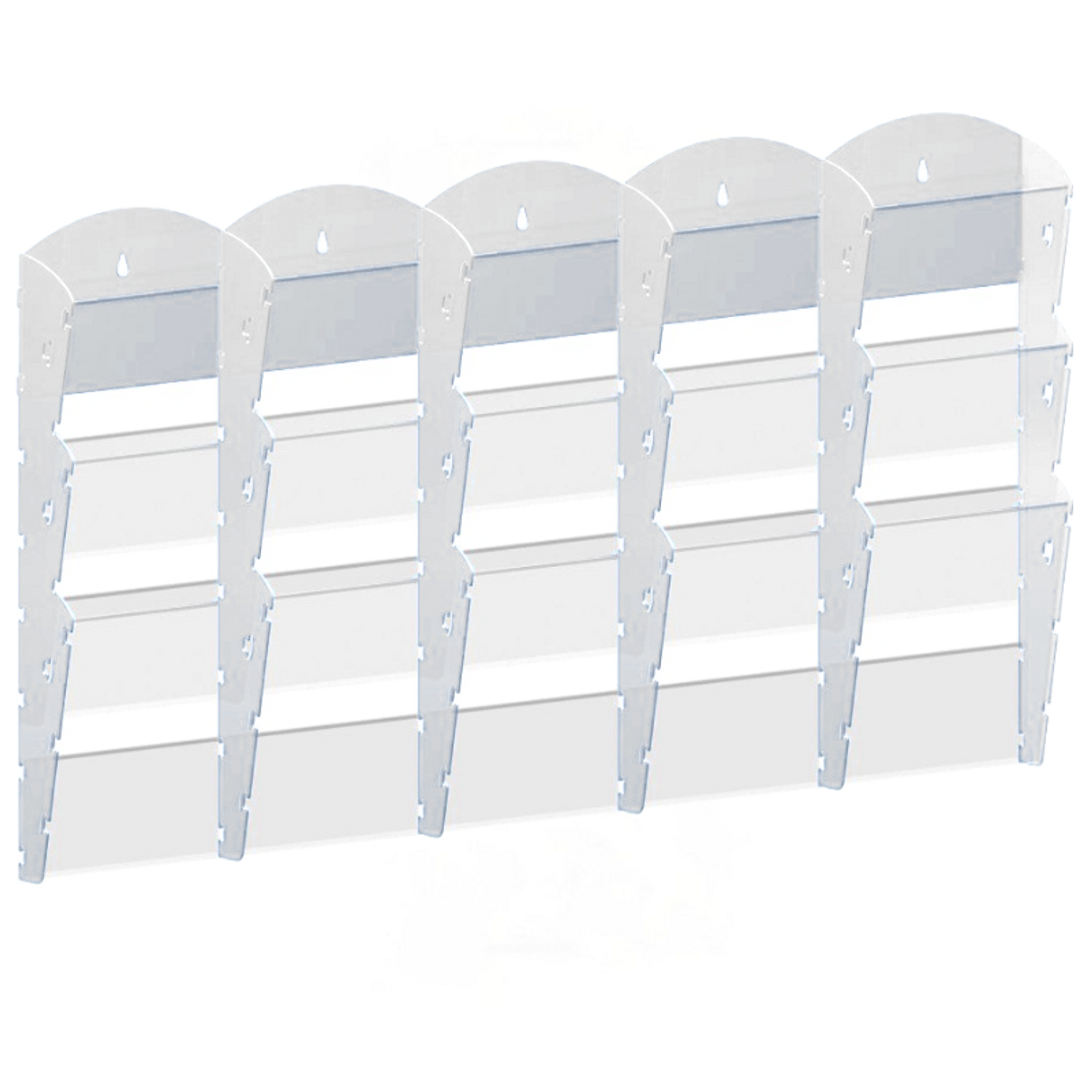 Wand-Plastikhalter für Prospekte - 5x3 A5, weiß