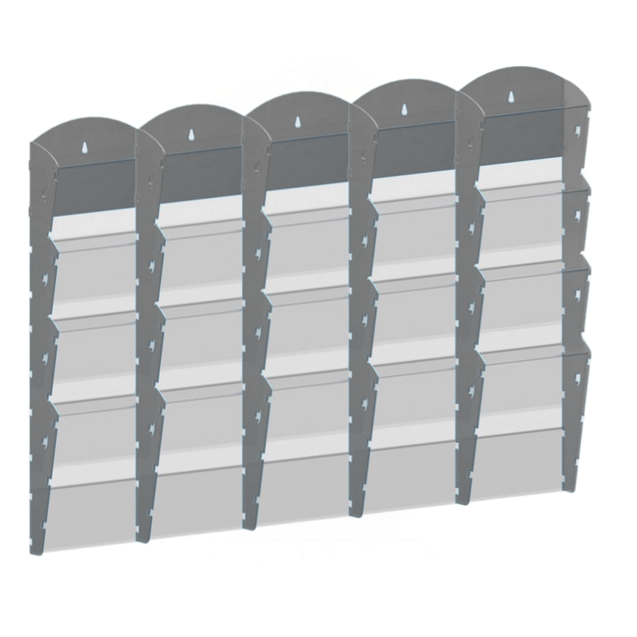 Wand-Plastikhalter für Prospekte - 5x4 A5, grau