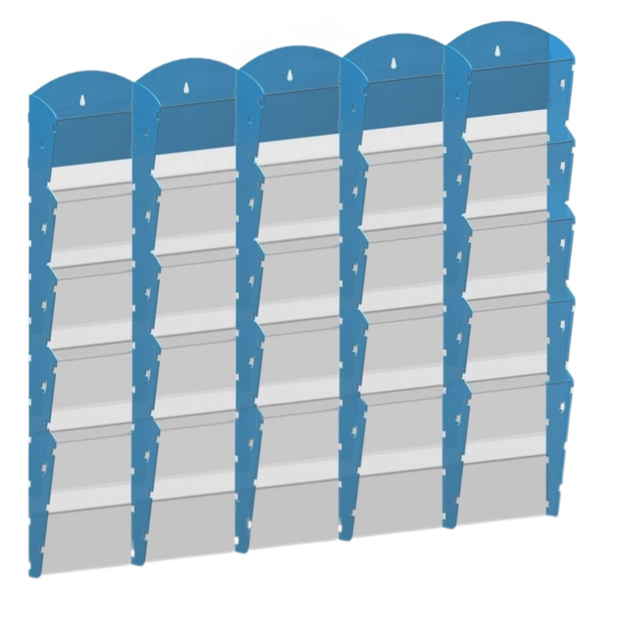 Wand-Plastikhalter für Prospekte - 5x5 A4, blau