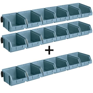 Wandschienen mit Sichtlagerkästen, mittlere Kästen - 2+1 GRATIS