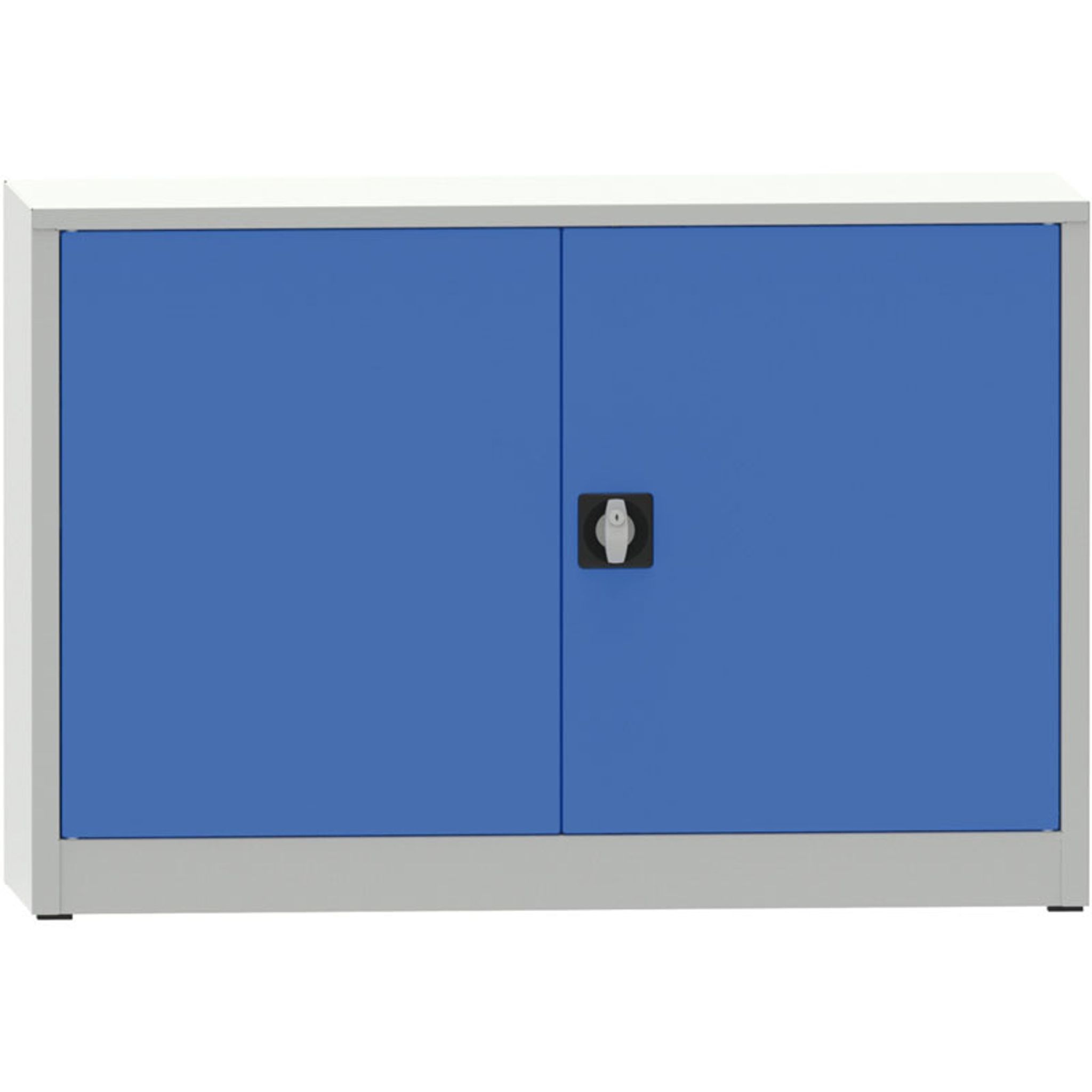 Warsztatowa szafa półkowa na narzędzia KOVONA JUMBO, 1 półka, spawana, 800 x 1200 x 600 mm, szara / niebieska