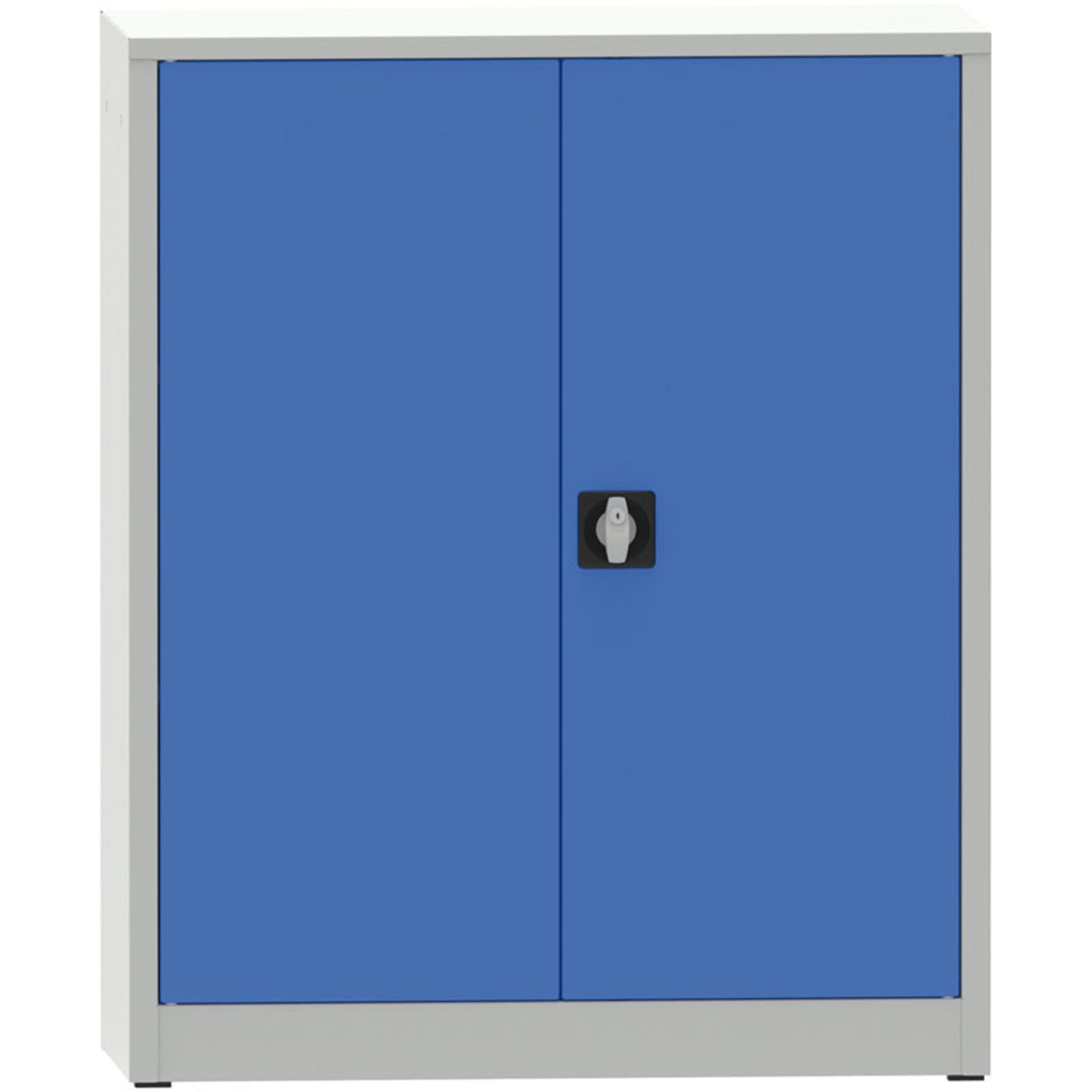 Warsztatowa szafa półkowa na narzędzia KOVONA JUMBO, 2 półki, spawana, 1150 x 950 x 600 mm, szara / niebieska