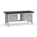 Werkbank G4 mit Container, 1800 x 750 x 800 mm, 2x 4 Schubladen, grau