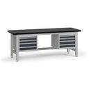 Werkbank G4 mit Container, 2100 x 750 x 800 mm, 2x 4 Schubladen, Graphit