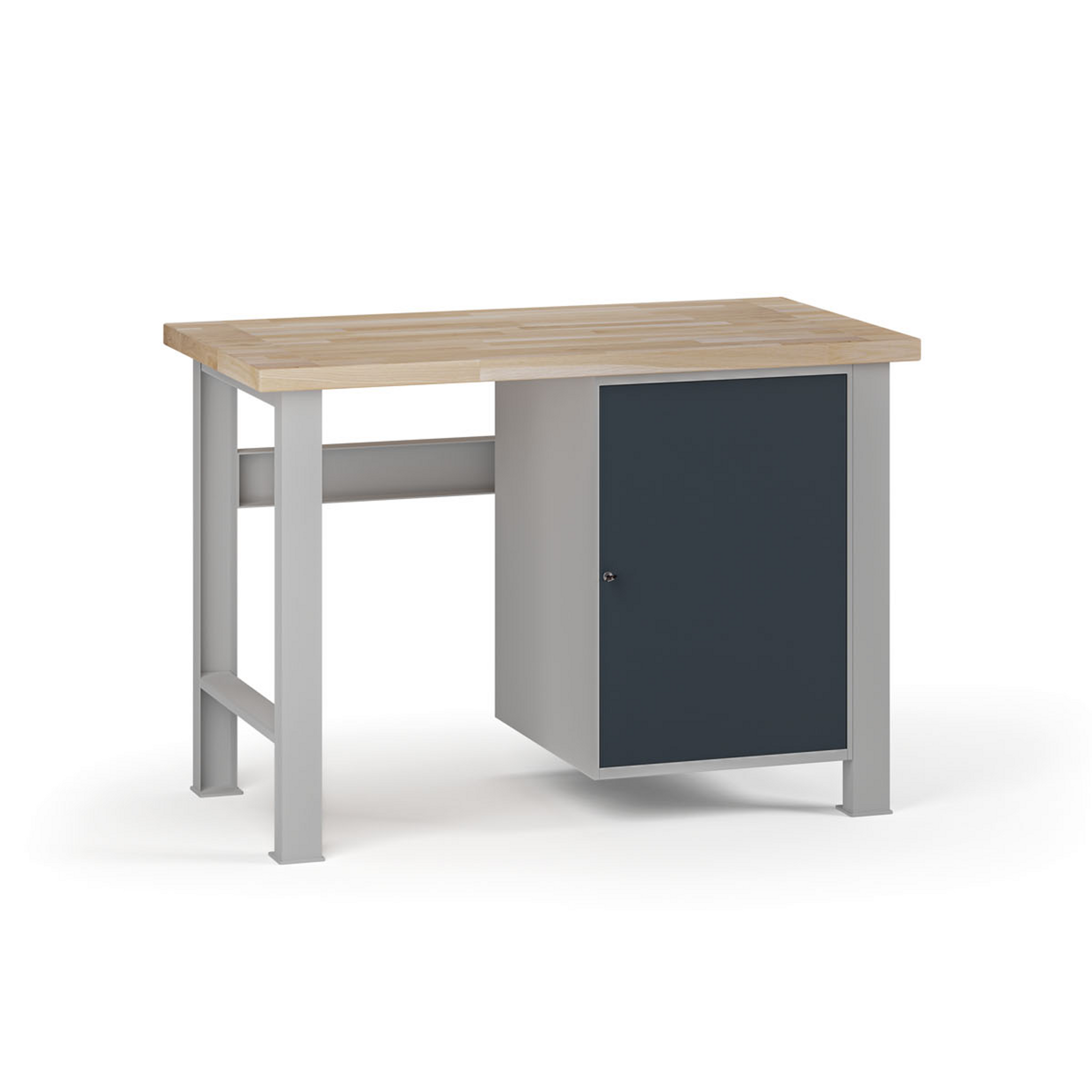 Werkbank G7, Buche-Leimholzplatte, 1200 x 685 x 840 mm, 1x Schrank, Graphit