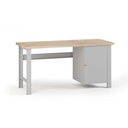 Werkbank G7, Buche-Leimholzplatte, 1700 x 685 x 840 mm, 1x Schrank, grau