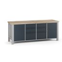 Werkbank G7, Buche-Leimholzplatte, 2100 x 685 x 840 mm, 2x Schrank, 6 Schubladen, Graphit Werkbank G7, Buche-Leimholzplatte, 2100 x 685 x 840 mm, 2x Schrank, 6 Schubladen, Graphit