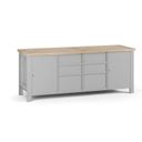Werkbank G7, Buche-Leimholzplatte, 2100 x 685 x 840 mm, 2x Schrank, 6 Schubladen, grau