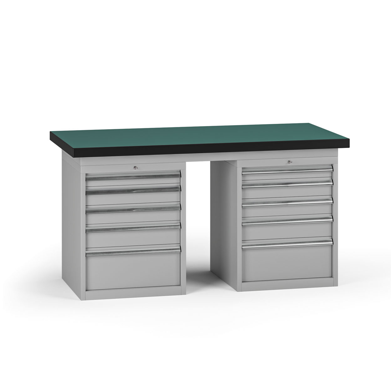 B2B Partner Werkbank G8, 1500 x 750 x 800 mm, 2x Container, 10 Schubladen, grau
