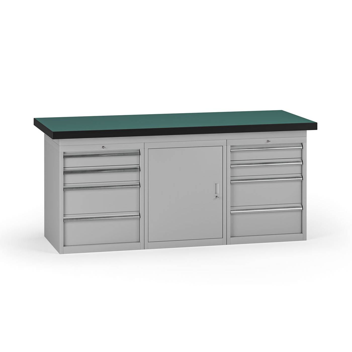 B2B Partner Werkbank G8, 1800 x 750 x 800 mm, 1x Schrank, 2x Container, 8 Schubladen, grau