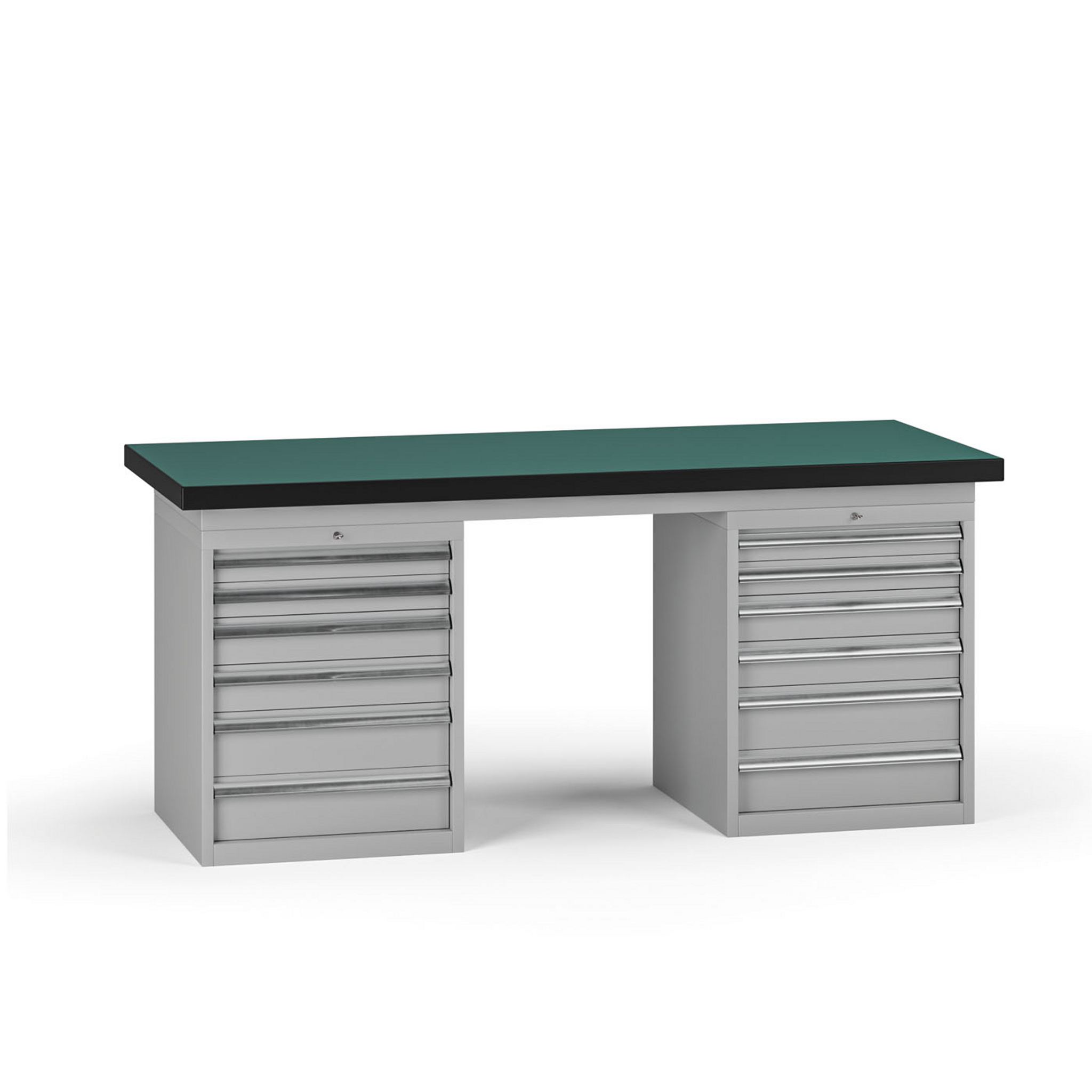 Werkbank G8, 1800 x 750 x 800 mm, 2x Container, 12 Schubladen